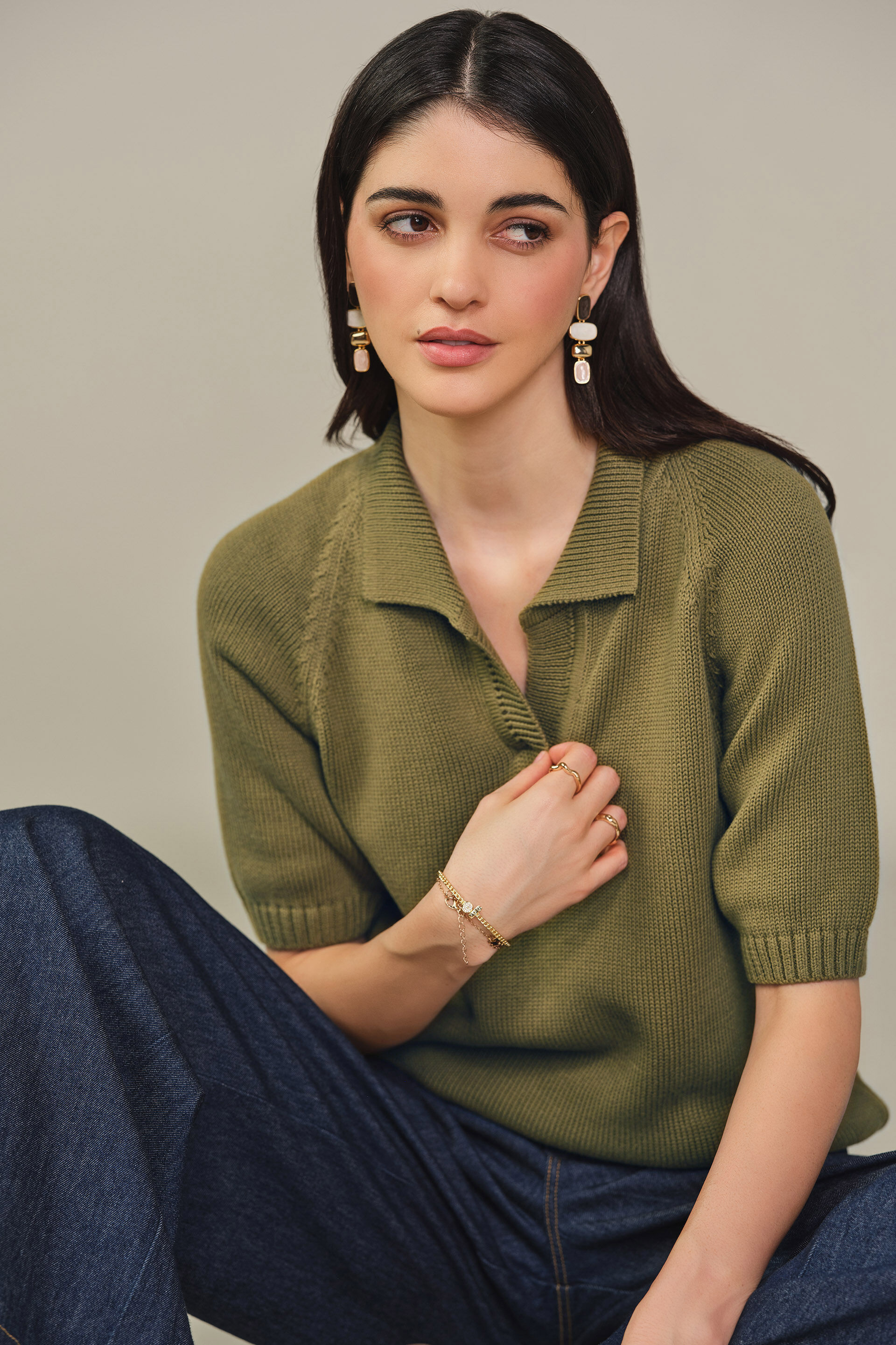 Solid Polo Top in Olive, Olive, image 5
